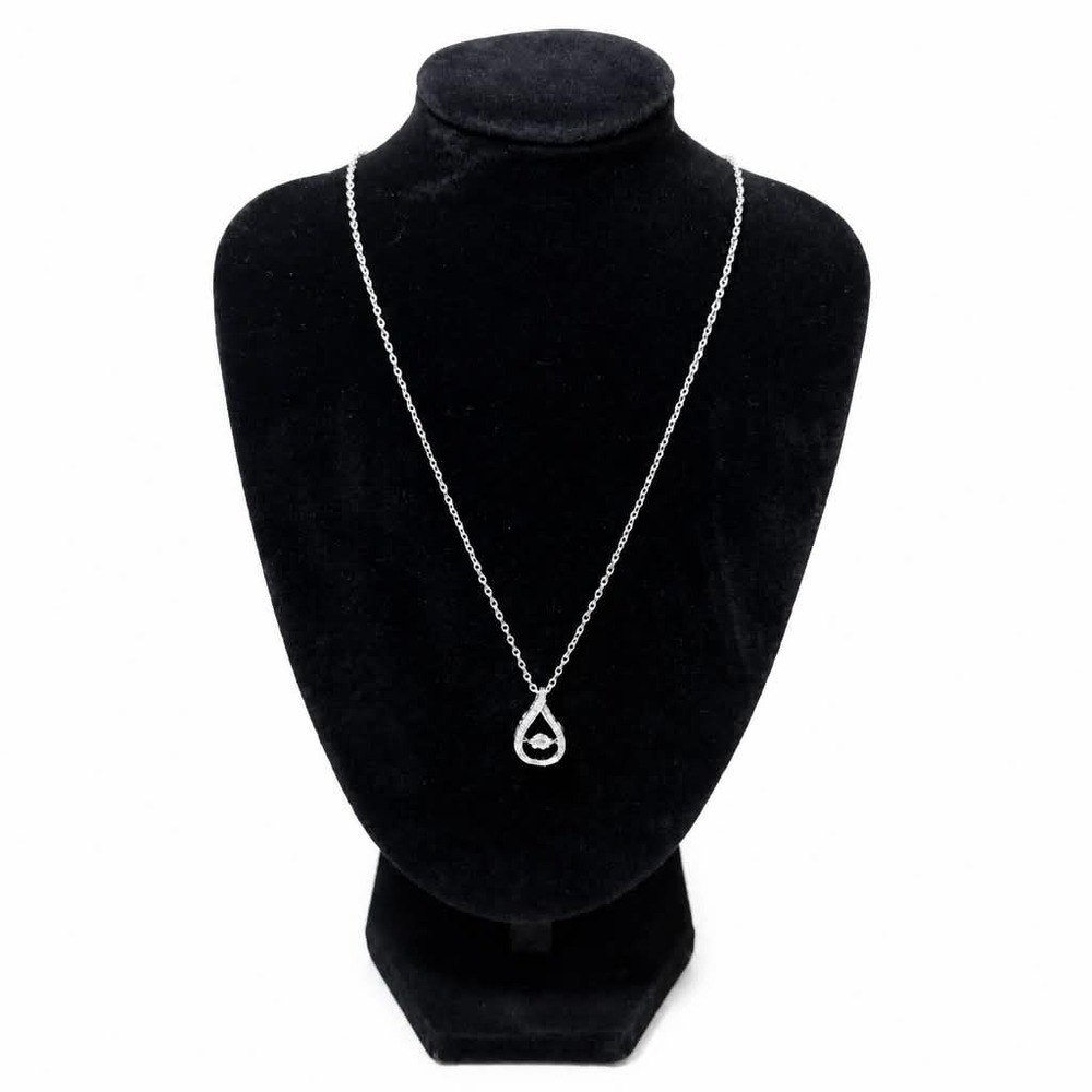 925 Sterling Silver Moissanite Dancing Stone Teardrop Pendant Necklace Gift